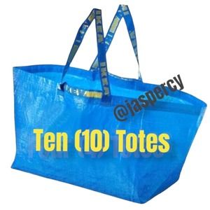 IKEA FRAKTA Ten (10) Large Blue Reusable Shopping Bag Laundry Tote Storage NWT